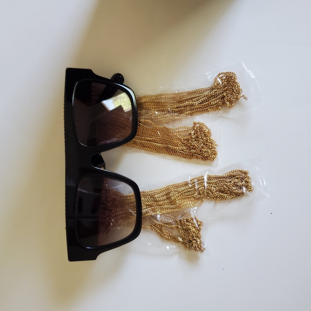 Stella McCartney Rectangular Sunglasses with Hanging Chain Detail $745 - Picture 11 of 15